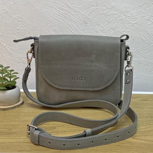 Leather bag, handmade leather bag, handbag, woman leather bag, crossbody bag,  gray leather bag