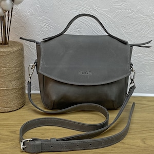 Ledertasche, handgemachte Ledertasche, Handtasche, Frau Ledertasche, Crossbody tasche, graue Ledertasche