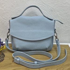 Leather bag, handmade leather bag, handbag, woman leather bag, crossbody light blue bag, leather bag
