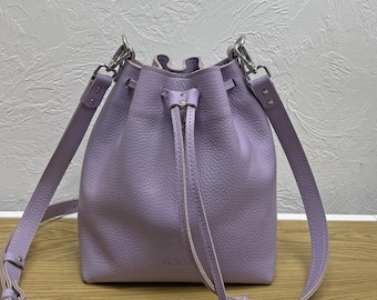 Handmade Lilac Leather Crossbody Bag: Women's Handbag