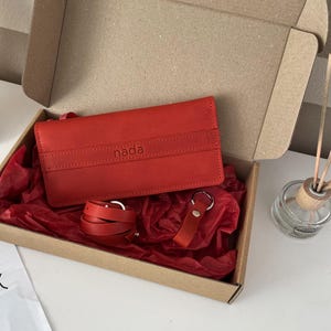 Maxi set de regalo bolso de piel, set de regalo de piel, set hecho a mano, set de regalo mujer, set, cartera, pulsera, llavero, set de piel roja