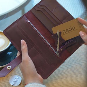 Leather wallet, handmade leather wallet, wallet, burgundy wallet