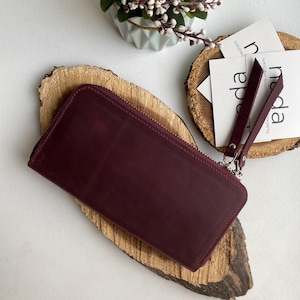 Leather wallet, handmade leather wallet, wallet, burgundy wallet