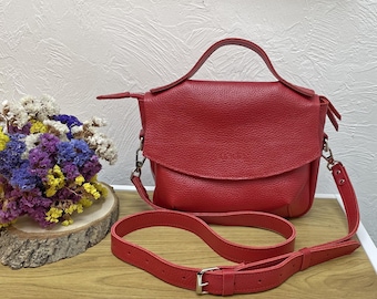 Leather bag, handmade leather bag, handbag, woman leather bag, crossbody red bag, leather bag