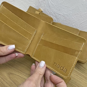 Cartera de cuero, cartera de cuero hecha a mano, billetera, cartera camel