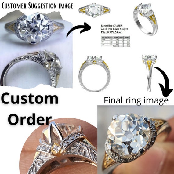 1.7 CT or 2CT Mine Cut european Style Moissanite and CZ - Etsy