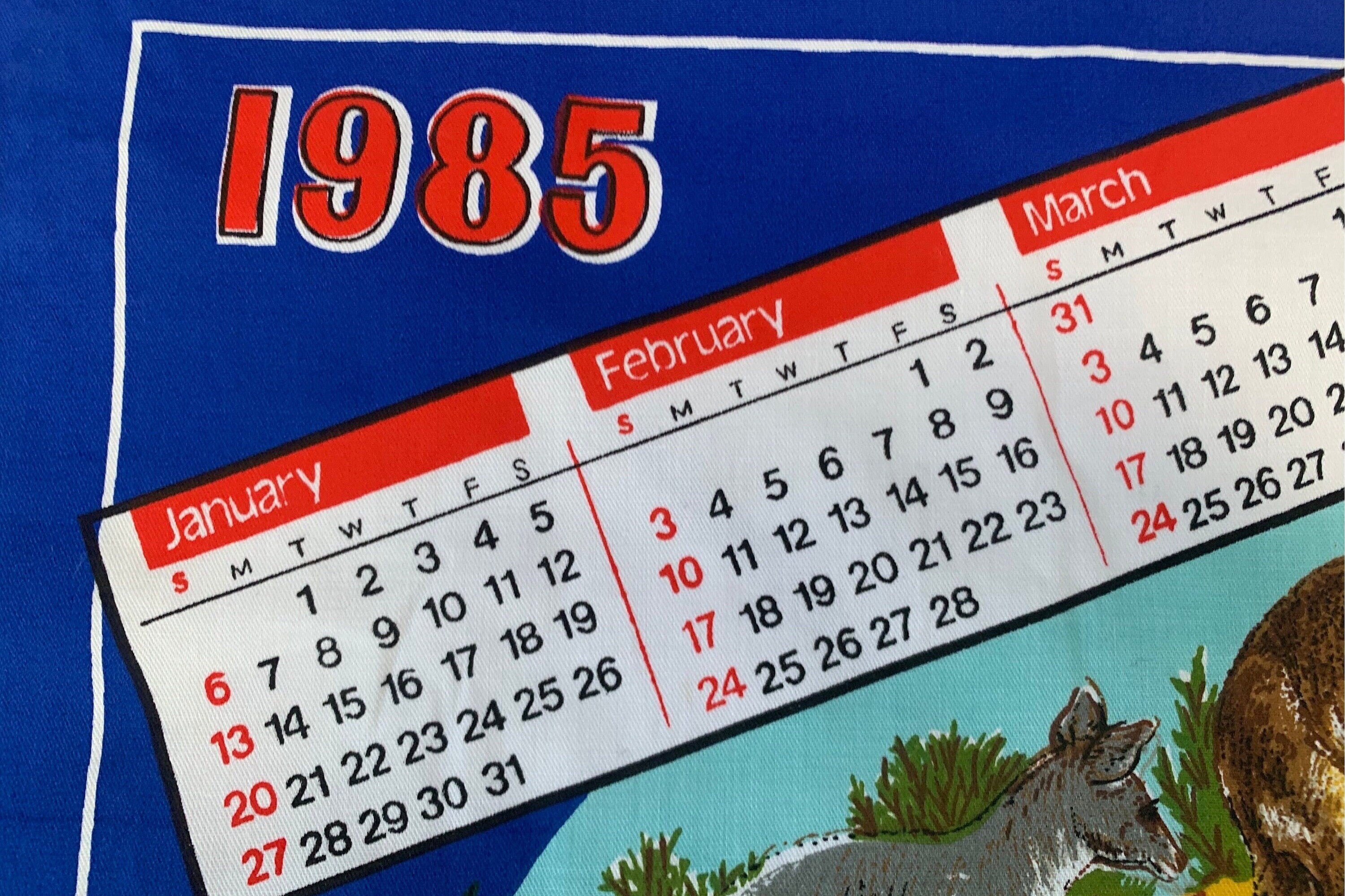 1985 Vintage Calendar Tea Towel - Etsy