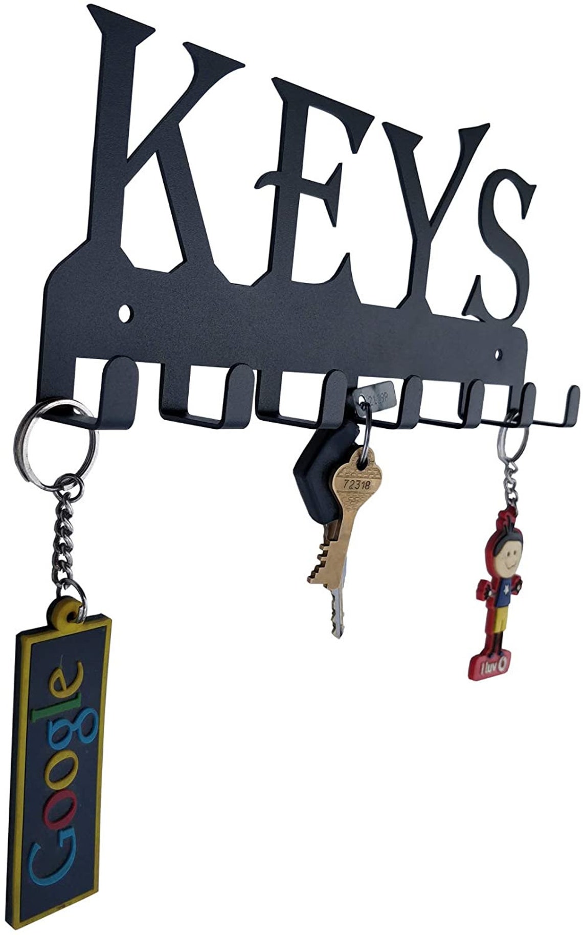 25 X 11 X 2.5 Cm Keys Black Metal Wall Mounted Key Holder with Etsy