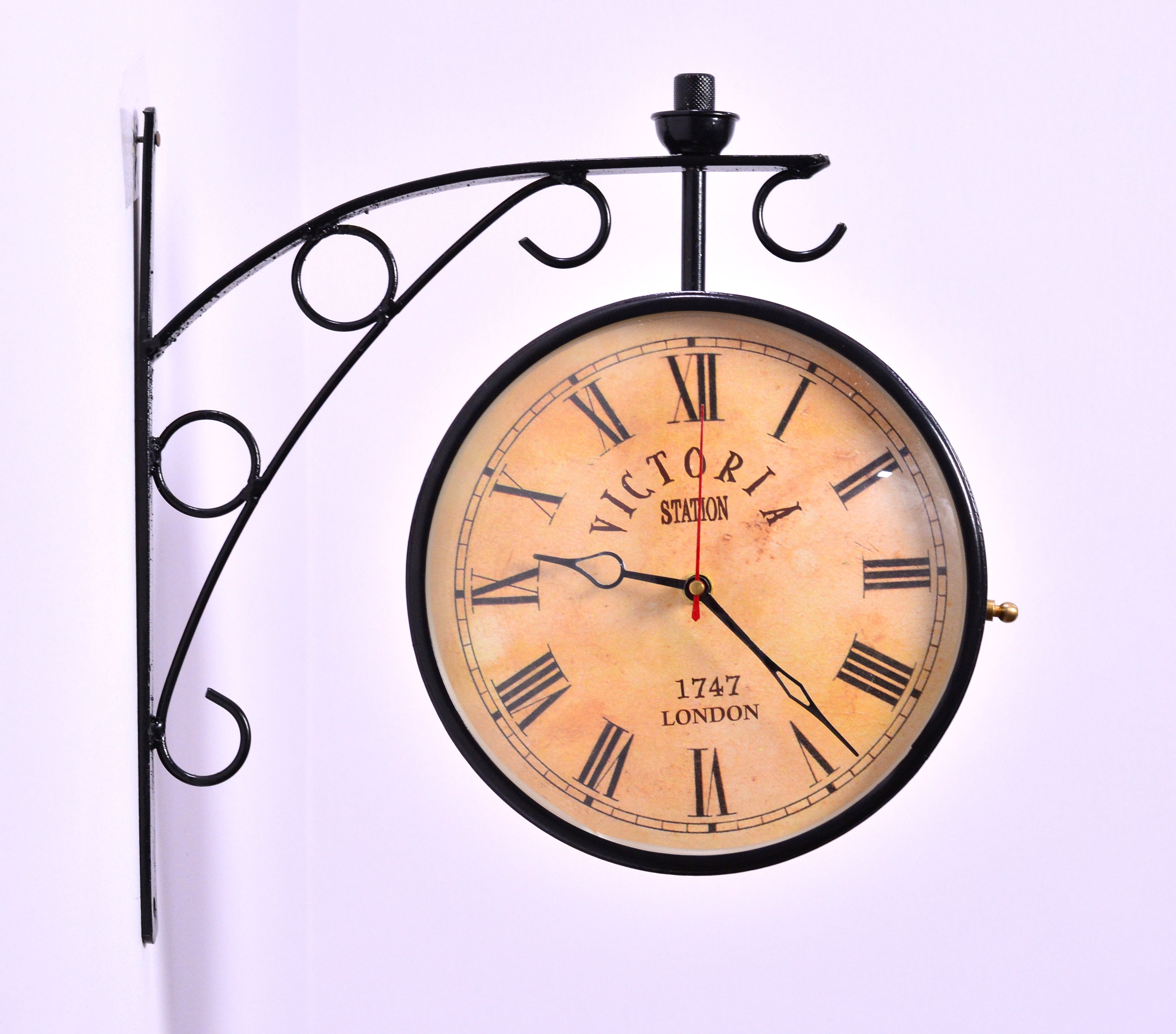 Antique Vintage Double Sided Dual Sided Wall Clock Grand Etsy