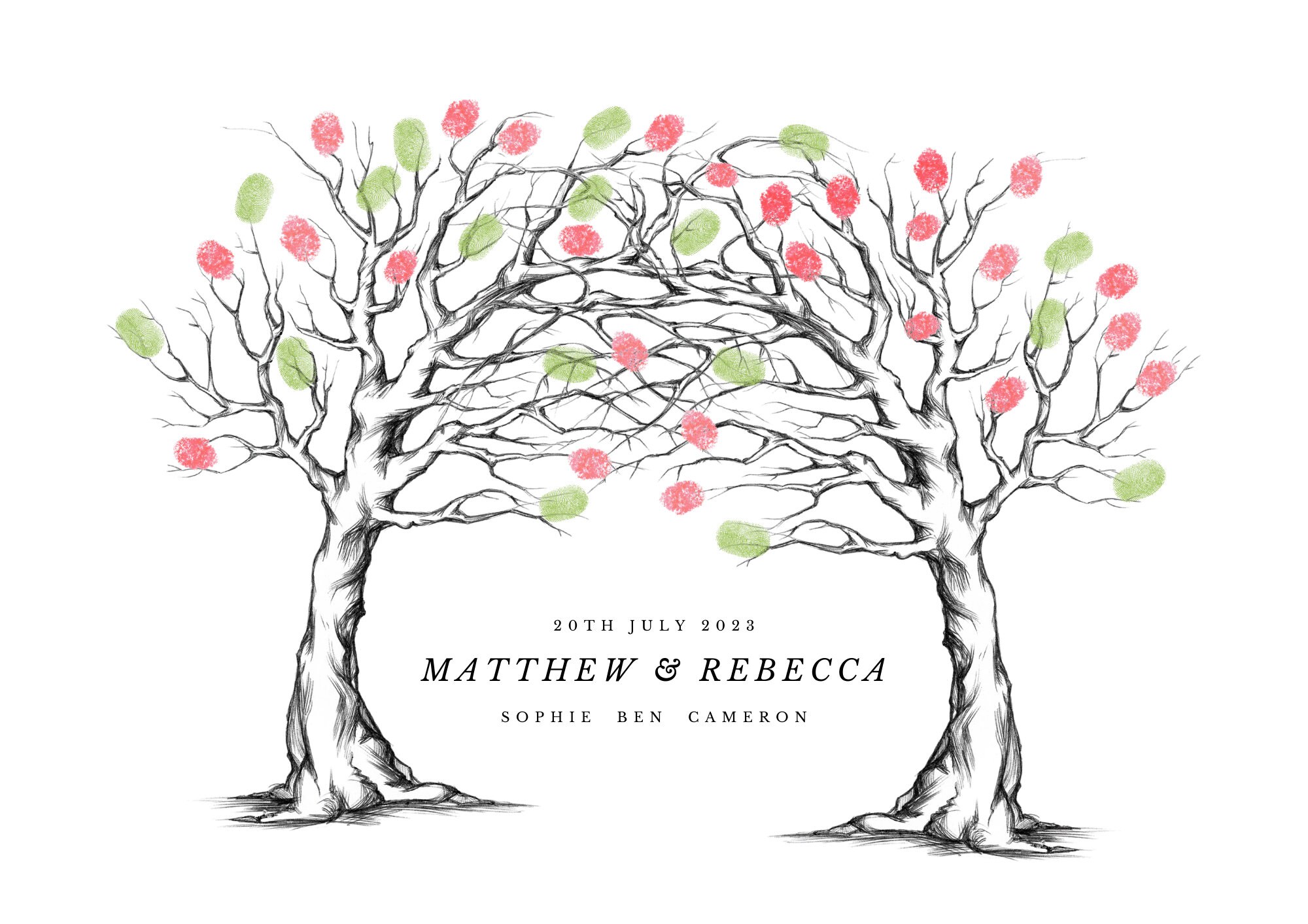 Wedding Finger Print Tree, Thumb Print Guestbook, Alternative Guest Book, Wedding Reception ...
