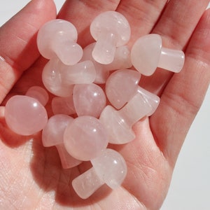 Mini* Rose Quartz Mushrooms, Mushroom Carving, Crystal Mushroom, Mini Mushies, Crystal Mushroom Carving, Mini Carvings
