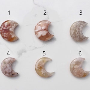 Mini** Flower Agate Moons, Flower Agate Carving, Crystal Carving, Flower Agate, Moon Carving