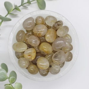 Golden Rutile Quartz Tumbles, Rutile Quartz Pocket Stone, Travel Sized Crystals, Travel Sized Rutile Quartz, Rutilated Quartz Polished Stone