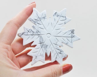 Howlite Snowflake Crystal Carving, Crystal Carving, Howlite, Howlite Crystal, Crystal Carving
