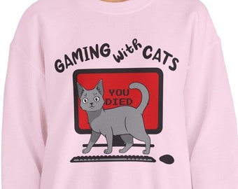 Gaming With Cat Hoodie, Funny Cat Sweater, Funny Gamer Sweatshirt, Gaming Cat Girl, Cat Gamer Girl Hoody, Funny Cat Lover Hoodie