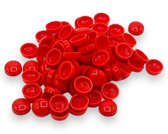 RED, Two Piece Gloss 6/8g Dome Screw Snap-Caps™ Cover Unicaps Plastic, Great for covering screws