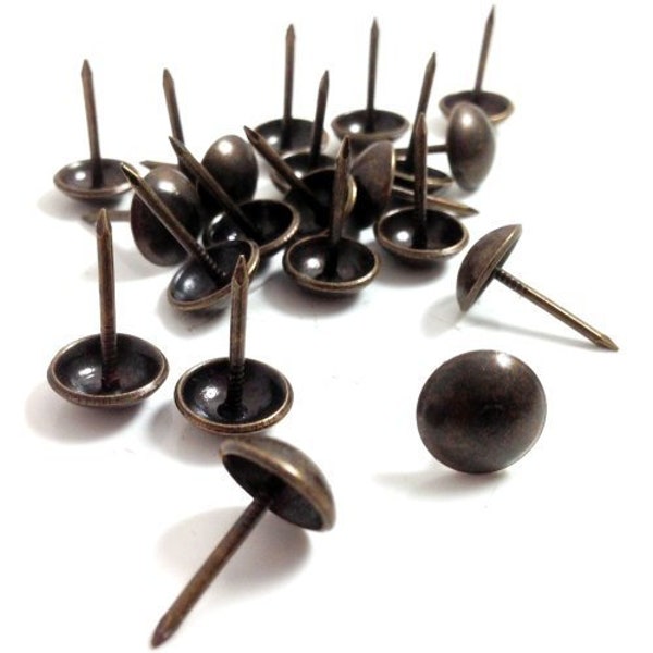 50 x  Bronze Upholstery nails / tacks / studs upholstery nails 16mm x 10.5mm