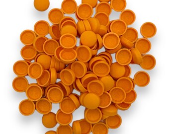 ORANGE, Two Piece Matt 6/8g Dome Screw Snap-Caps™ Cover Unicaps Plastic, Great for covering screws