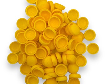 Yellow, Two Piece Matt 6/8g Dome Screw Snap-Caps™ Cover Unicaps Plastic, Great for covering screws and Number Plates