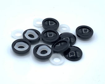 Plastic Screw Cover BLACK Gloss 2 Piece Dome Cap Washer Decorative Furniture Covering up