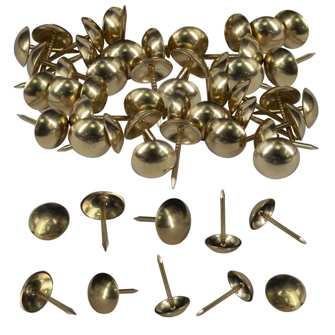 100 X Brass Upholstery Nails / Tacks / Studs Upholstery Nails 16mm X 10