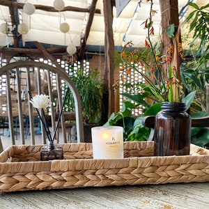 Seagrass Tray, Wicker Tray, Woven Serving Tray, Dry Fruit Platter, Snack Breakfast Storage Organizer,Coffee Table Kitchen Holiday Decoration