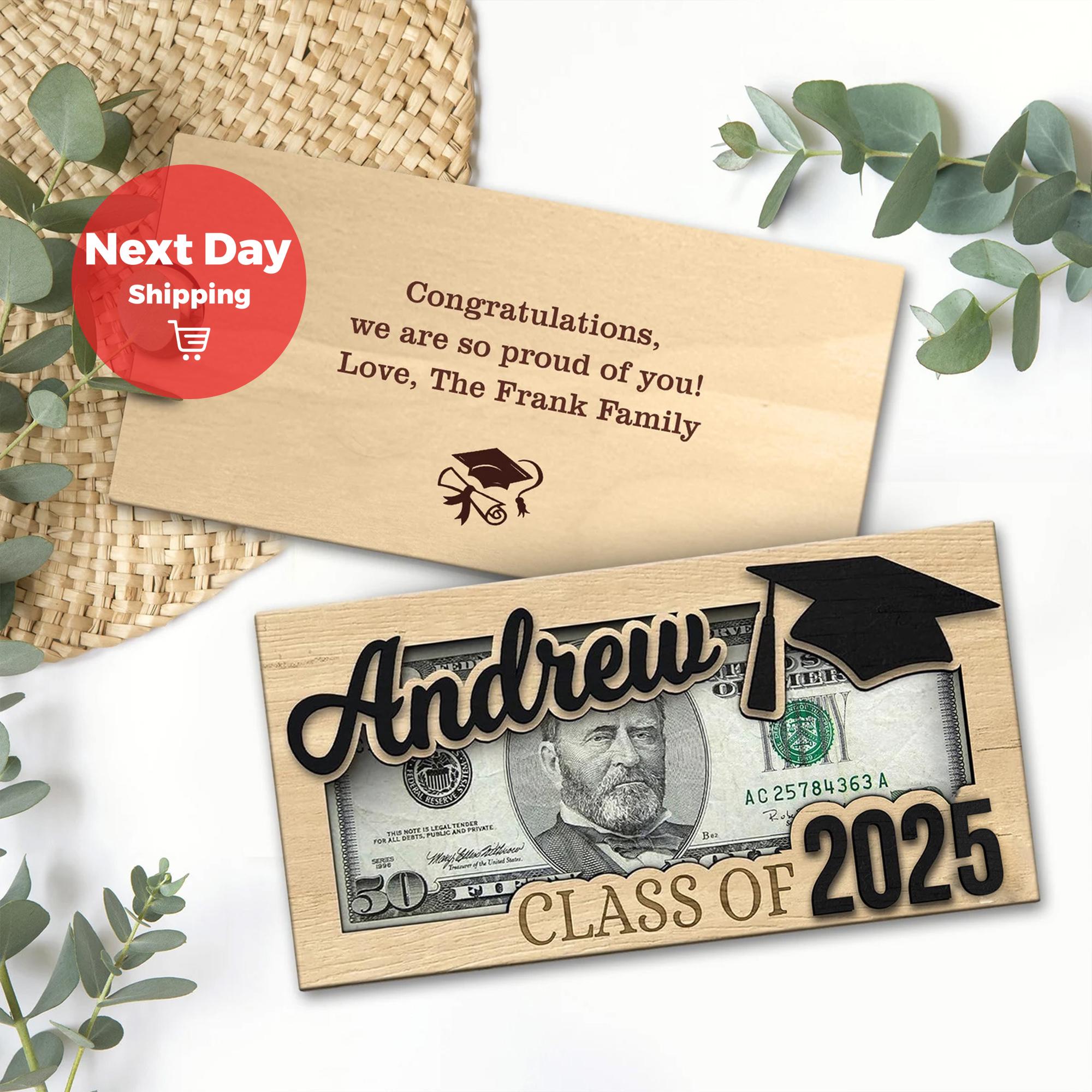 Personalisierter Geldhalter zum Abitur 2025, Personalisiertes Geschenk für Abiturient, Geschenk für High School Senior, Personalisierter Geldhalter mit Namen MH12