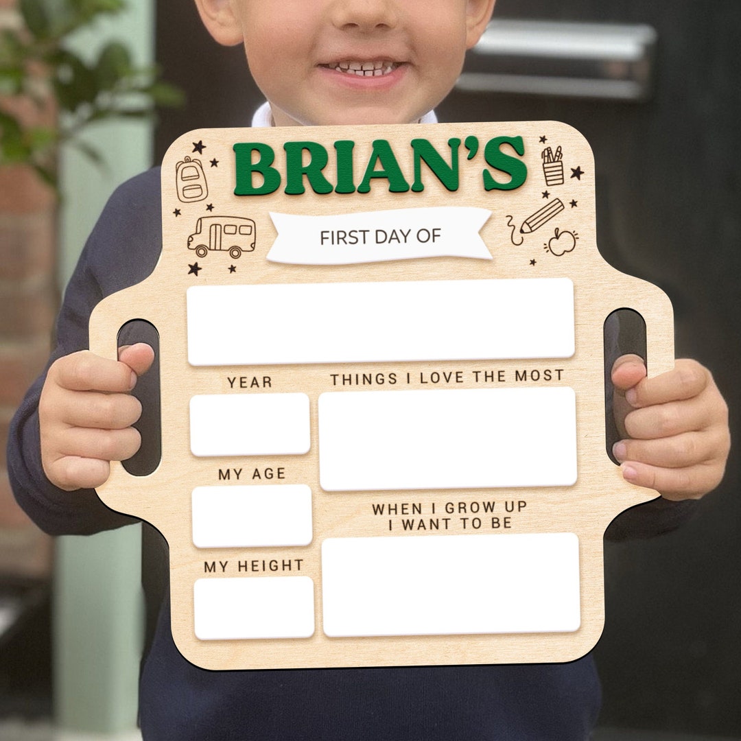 Personalized First Day of School Sign, Back to School Prop, Custom ...