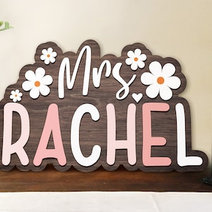 Personalized Teacher Door Sign, Teacher Name Sign, Rainbow Door Hanger, Teacher Welcome Sign, Back To School Sign, Hanging Door Sign, DT04