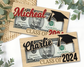 Personalized Graduation 2024 Money Holder Gift, Custom Gift for Grad Student, Gift for High School Senior, Custom Grad Name Cash Holder MH12