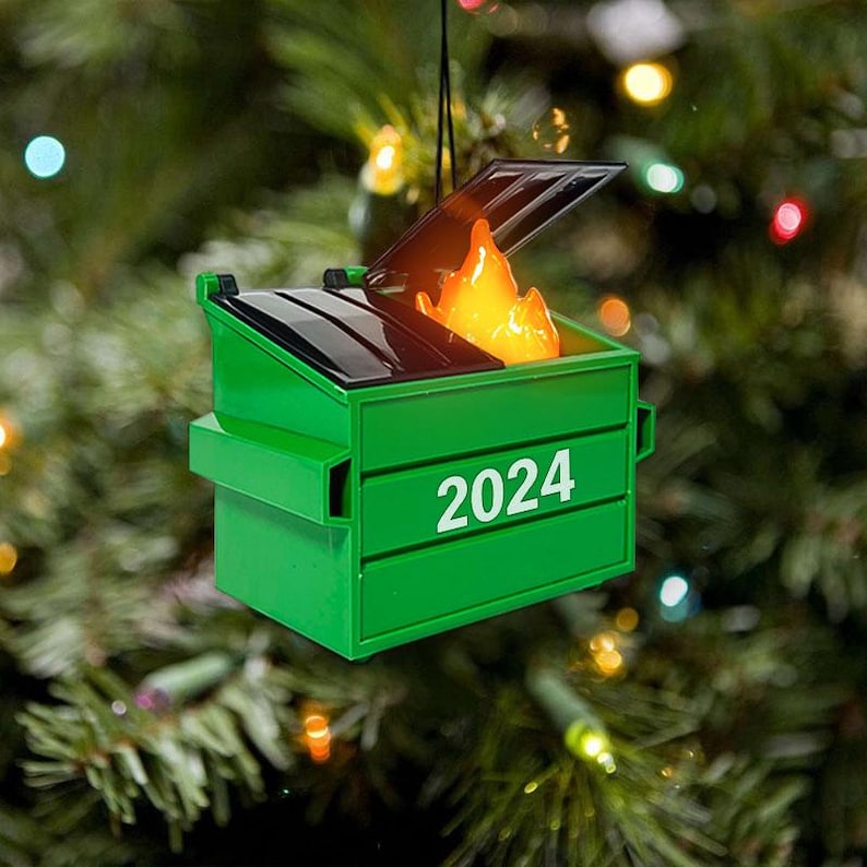 Dumpster Fire Christmas Tree Ornament, Dumpster Fire Ornament, Desk