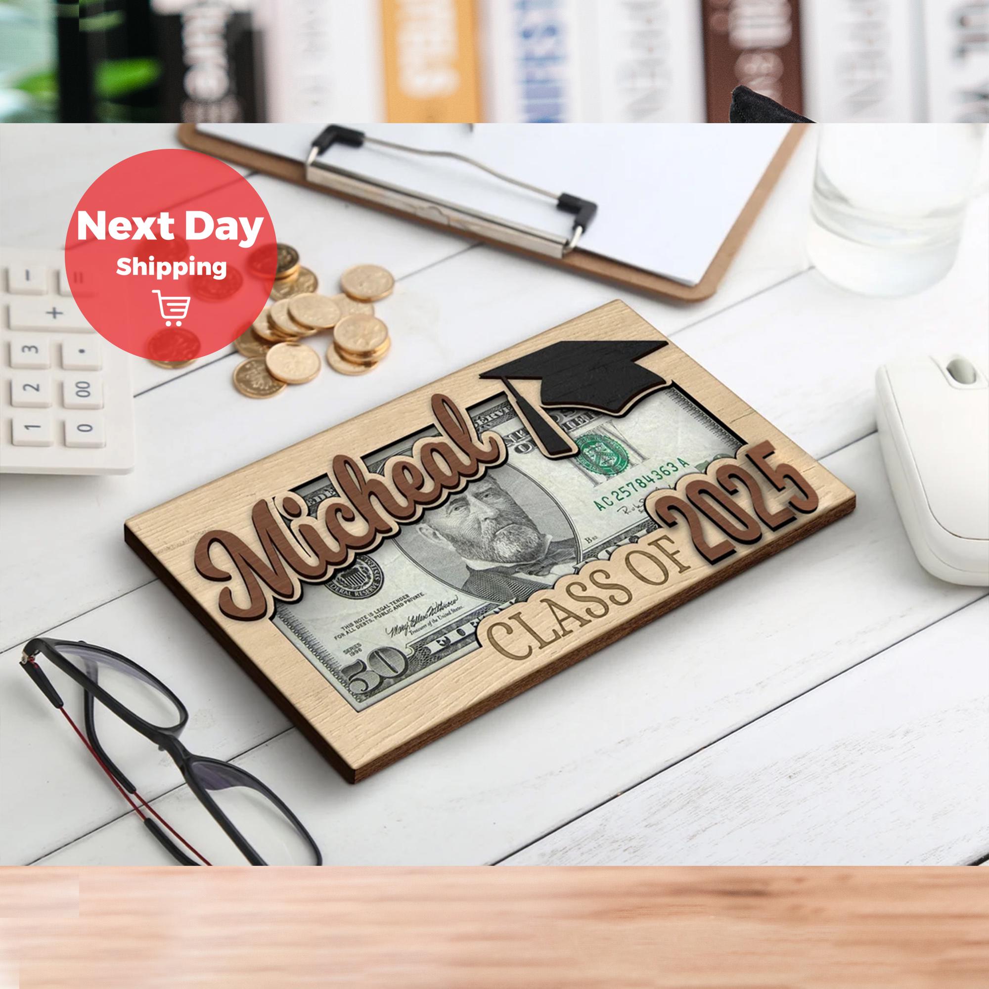 Personalisierter Geldhalter zum Abitur 2025, Personalisiertes Geschenk für Abiturient, Geschenk für High School Senior, Personalisierter Geldhalter mit Namen MH12
