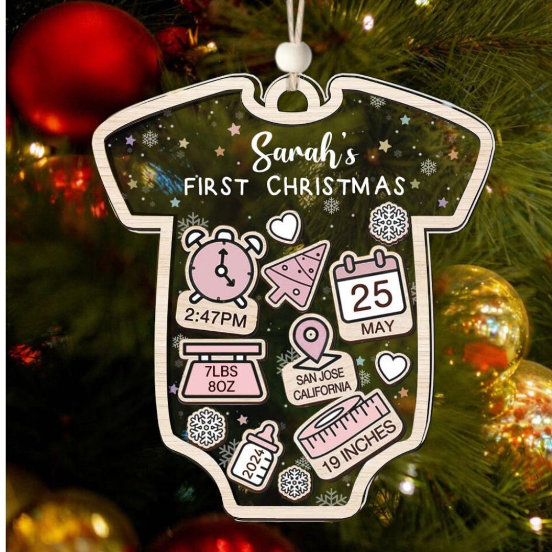 Baby's First Christmas Ornament 2024, Personalized Baby 1st Christmas