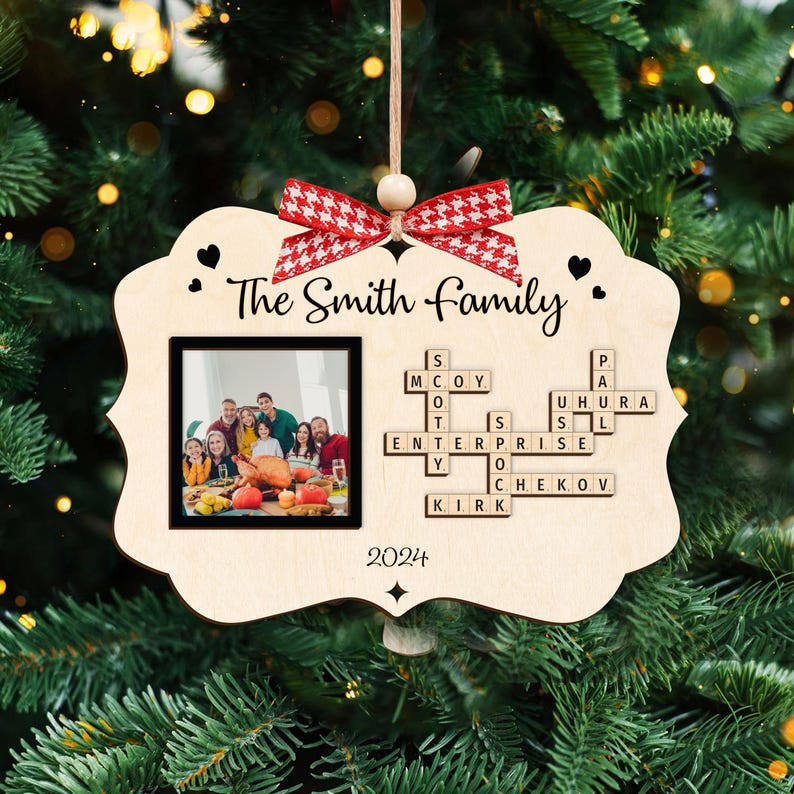 Personalized Crossword Puzzle Art Photo Ornament, Crossword Puzzle Gift