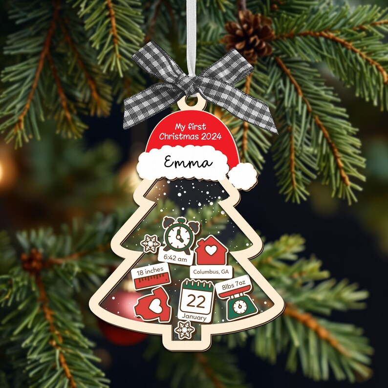 Baby's First Christmas Ornament 2024, Personalized Baby 1st Christmas