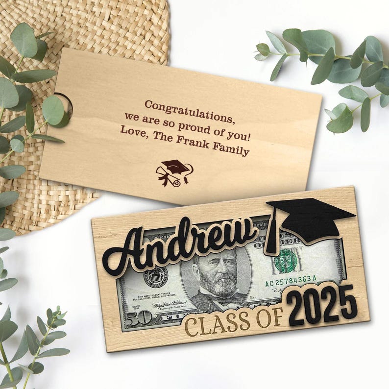 Personalized Graduation 2025 Money Holder Gift, Custom Gift for Grad Student, Gift for High School Senior, Custom Grad Name Cash Holder MH12 image 2