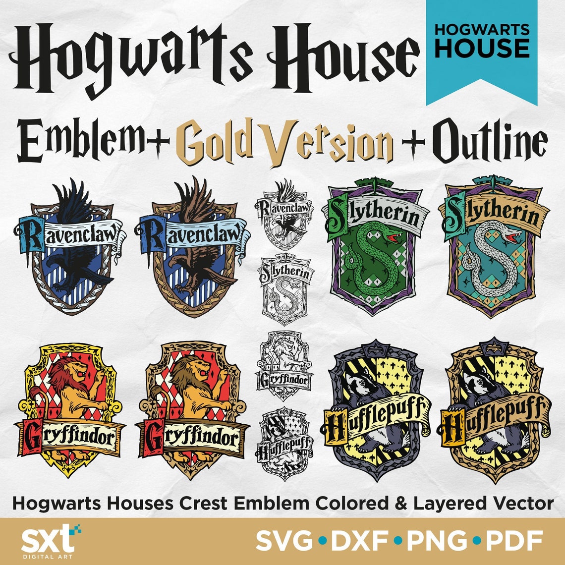 Hogwarts House Crest Emblem Svg Harry Potter Svg Hogwarts | Etsy