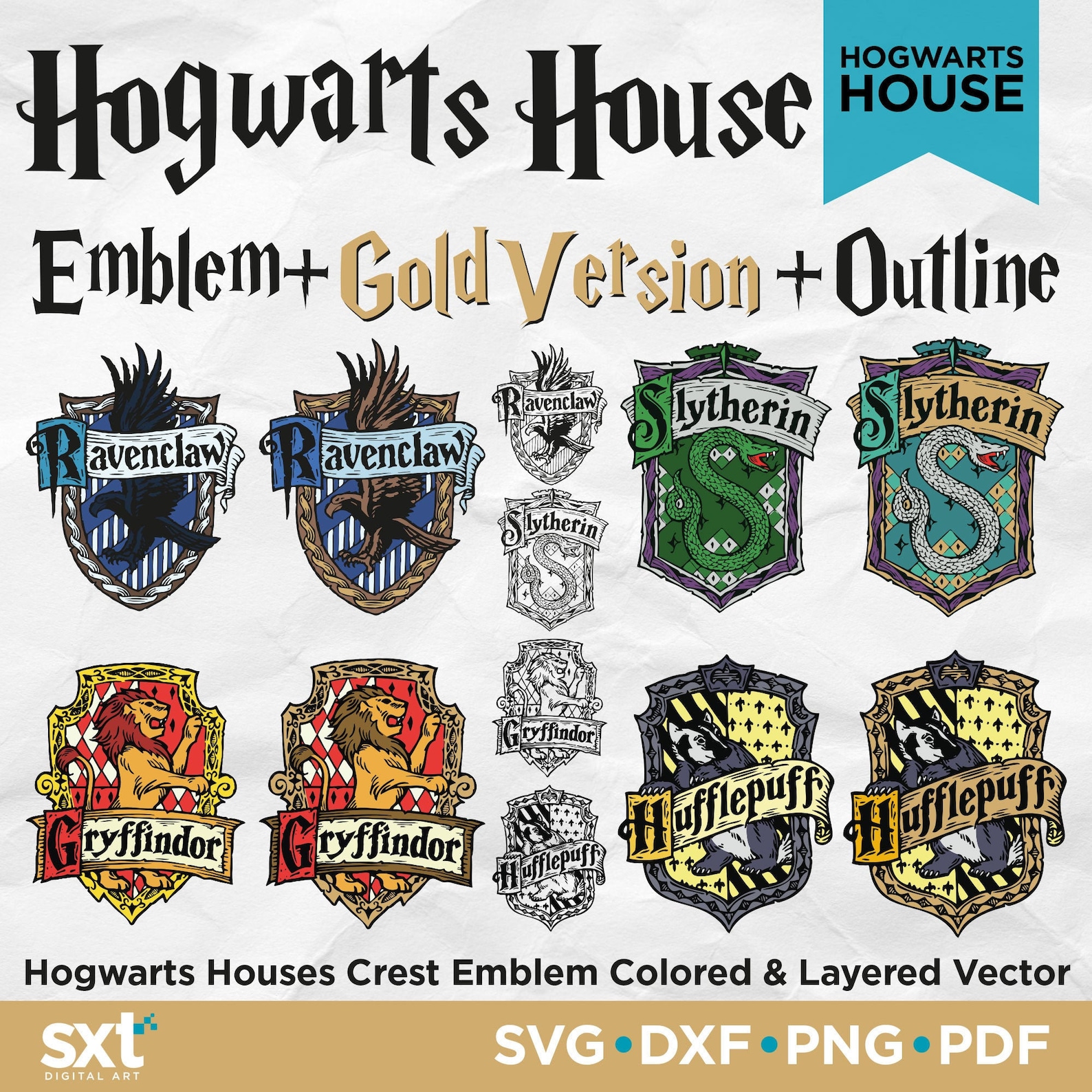 Hogwarts House Crest Emblem Svg Harry Potter Svg Hogwarts | Etsy