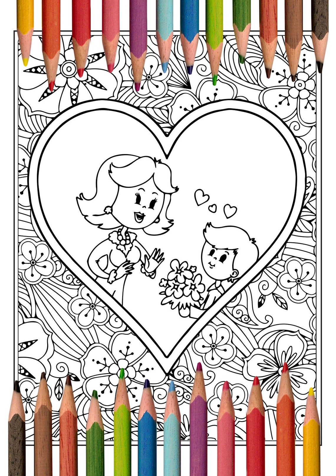 30 Heart Mother Coloring Pages | Etsy