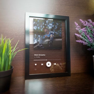 Custom song is Printed on Clear Acrylic Plaque in a Black Wooden Frame Wonderful Gift Idea for occasion Modern Home Decor