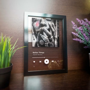 Custom song is Printed on Clear Acrylic Plaque in a Black Wooden Frame Wonderful Gift Idea for occasion Modern Home Decor
