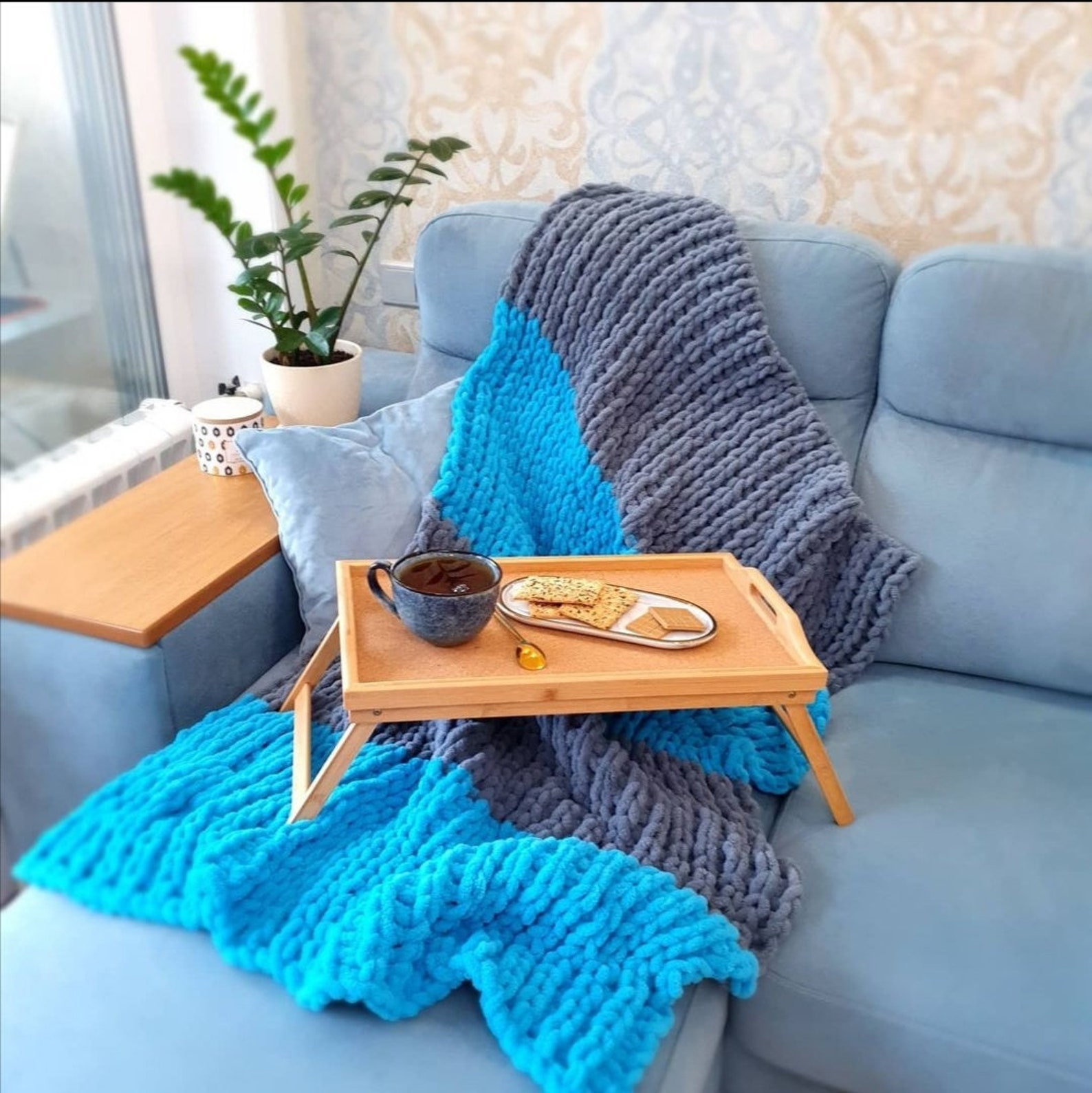 Chunky crochet weighted blanket / picnic knit blanket Etsy