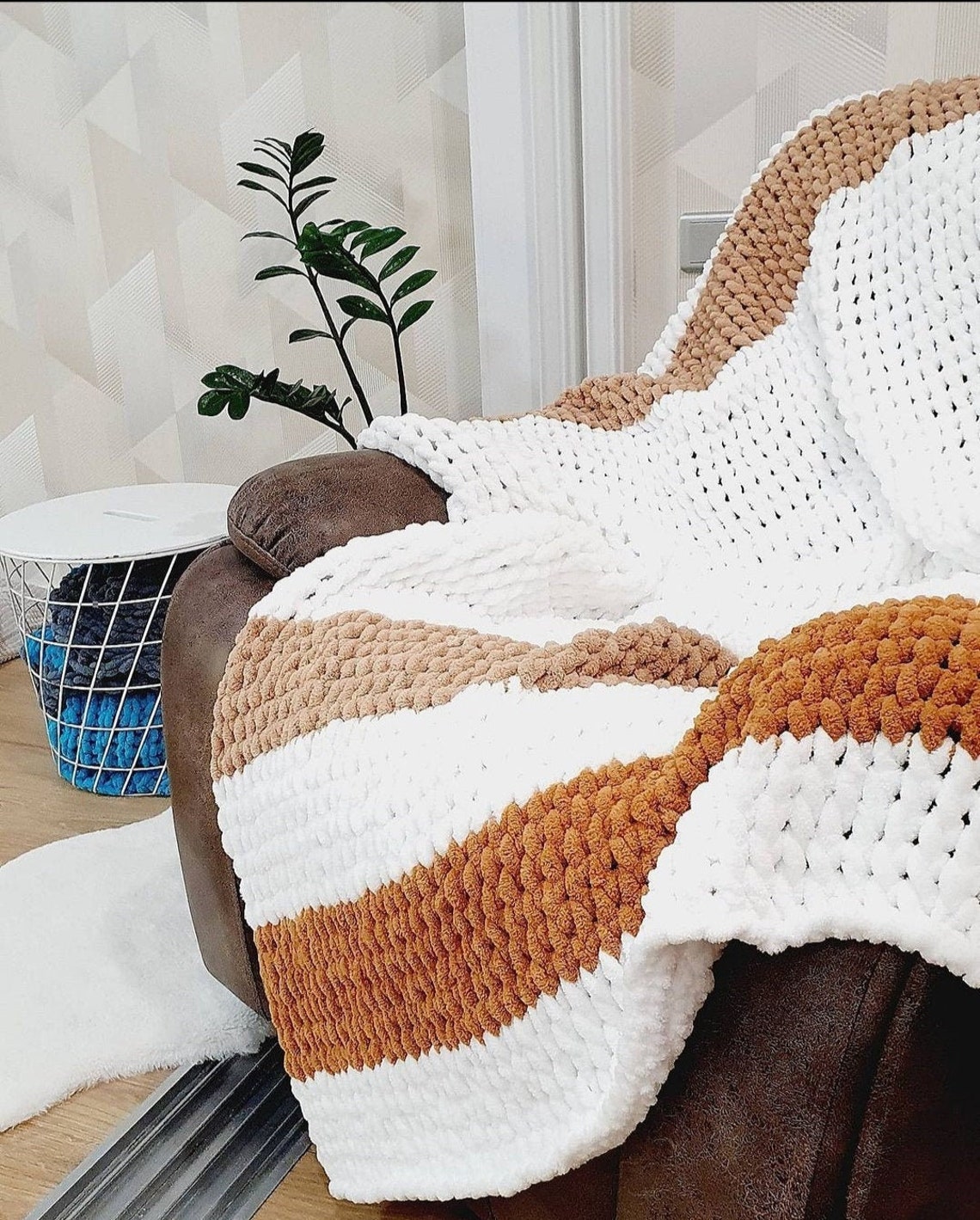 Chunky crochet weighted blanket / picnic knit blanket | Etsy