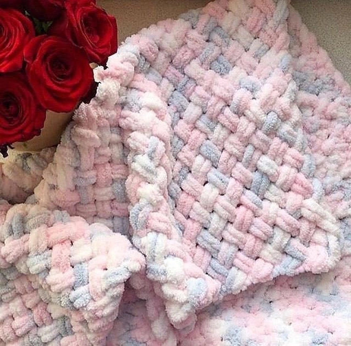 Purple & pink baby blankets Puffy Blanket Knitted New Baby Etsy