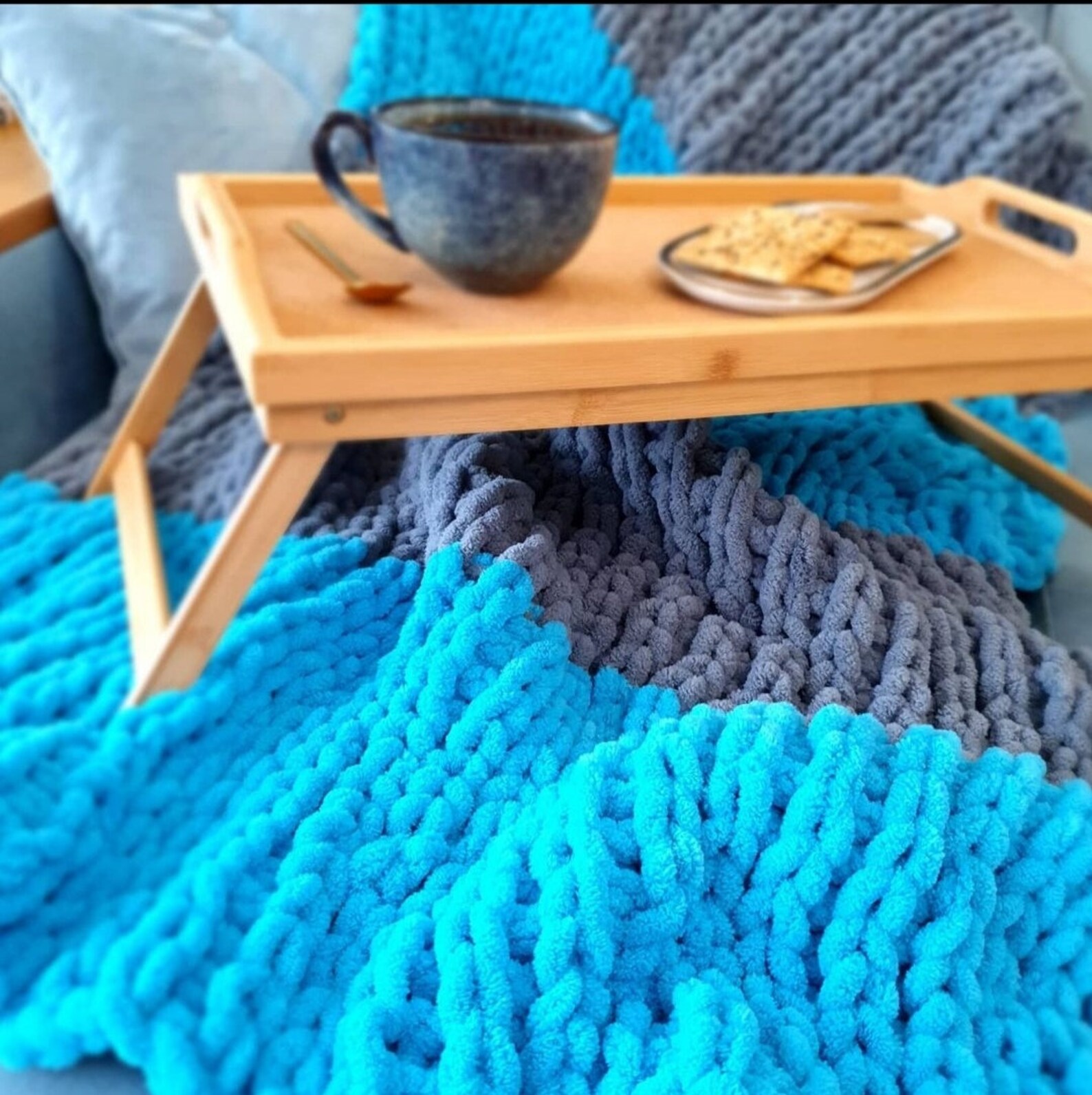 Chunky crochet weighted blanket / picnic knit blanket Etsy