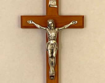 8” Crucifix - Cherry Wood