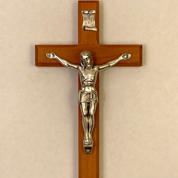 8” Crucifix - Cherry Wood