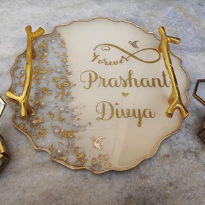 Resin Pooja thali/10inches/Desi wedding thali/Puja thali/Aarti thali/wedding aarti thali/Engagement platter/Housewarming gifts/Hindu wedding