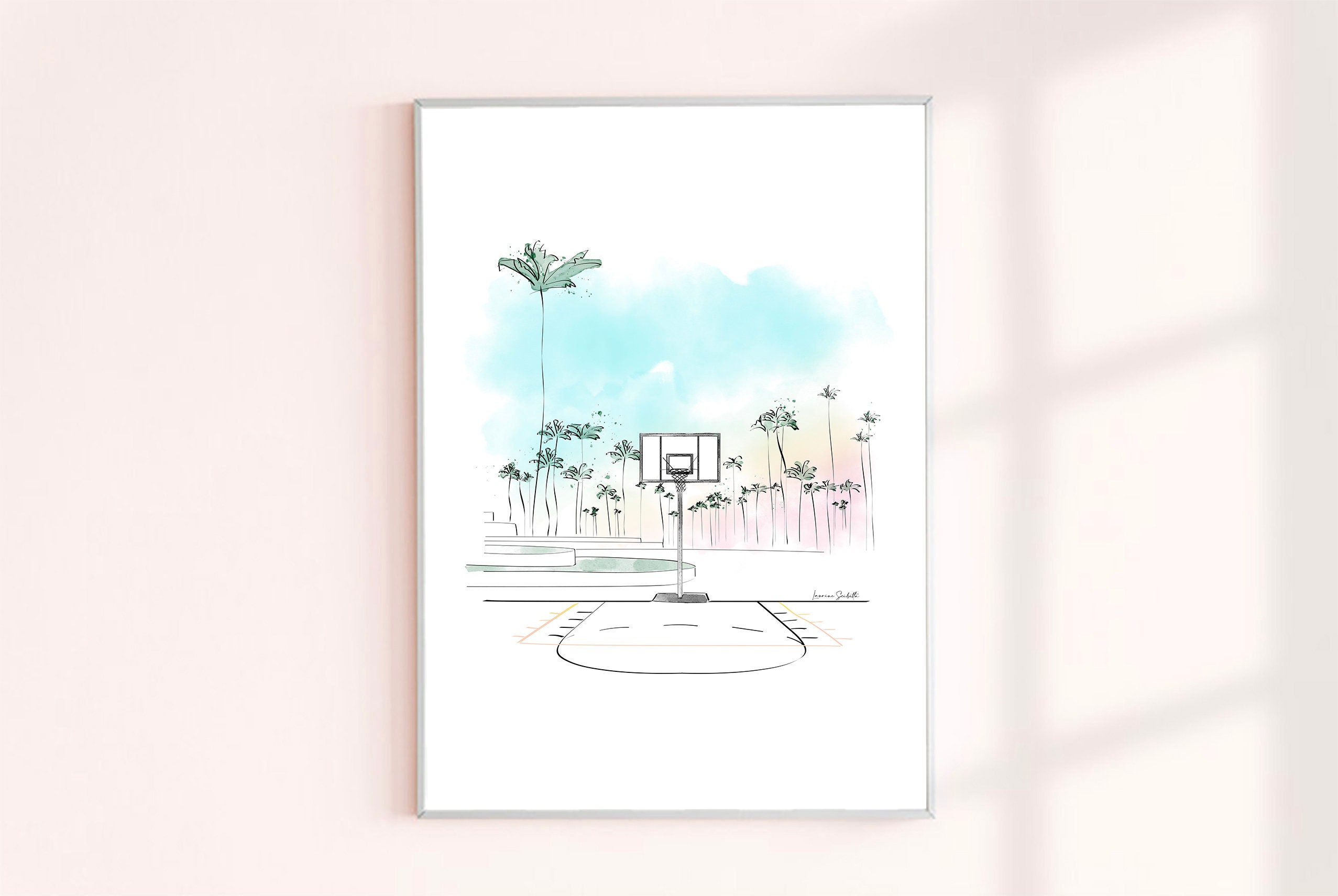 Illustration Imprimée Poster et Carte Postale Venice Beach Pour Décoration Maison Idée Cadeau