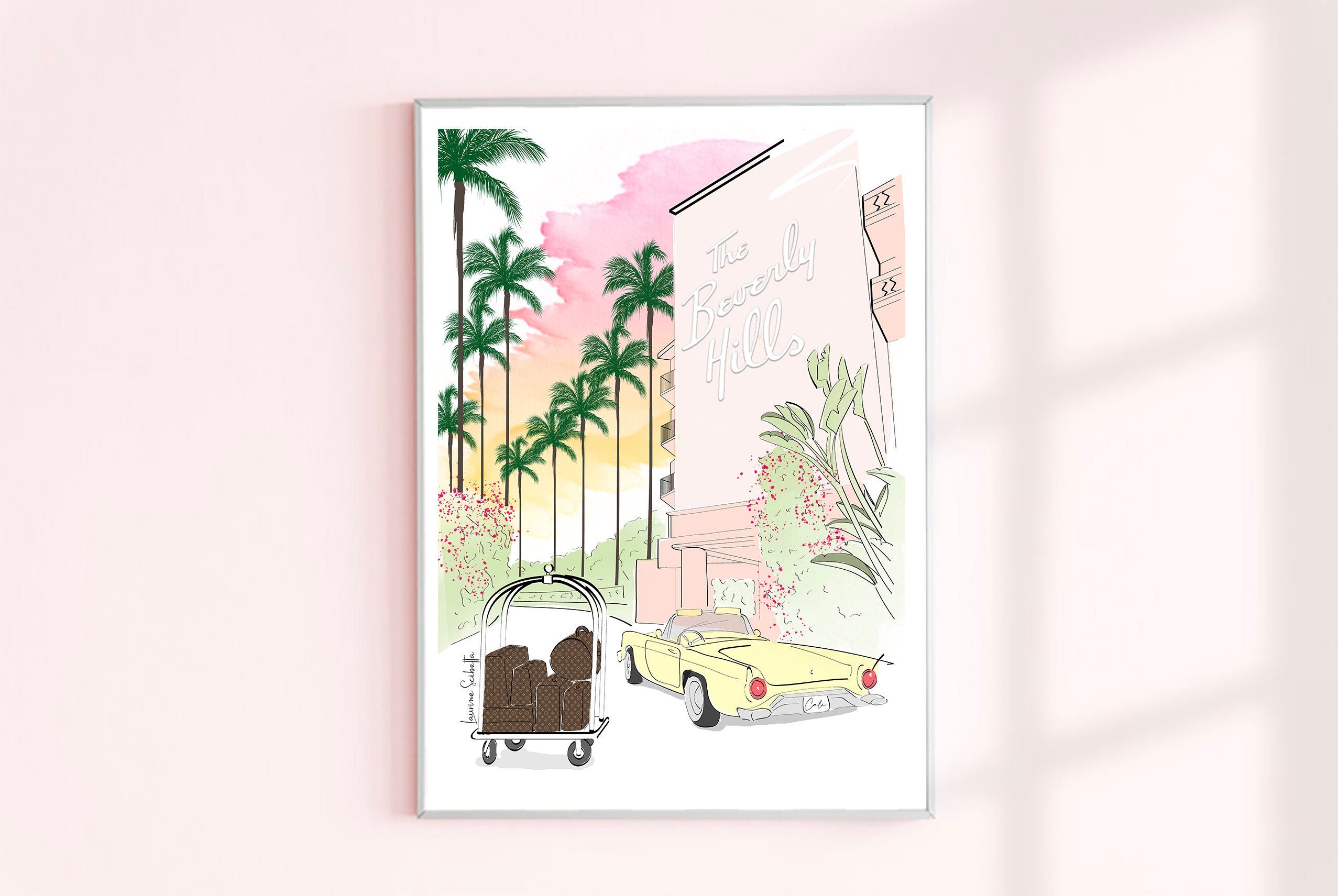 Illustration Imprimée Beverly Hills Pour Décoration Maison et Idée Cadeau